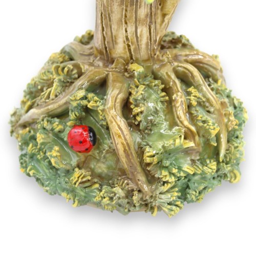 Feiner Zitronen-Bonsai aus Keramik, zwei Größenoptionen (1 Stück) mit Orangenblüten-Applikationen -  2