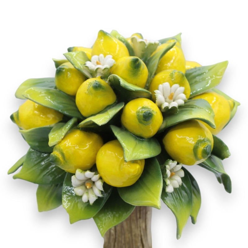 Feiner Zitronen-Bonsai aus Keramik, zwei Grenoptionen (1 Stck) mit  Orangenblten-Applikationen GEWHLTE FARBOPTION h 20cm