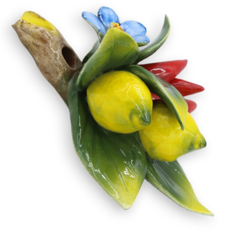 Composition murale Fascio en céramique fine, piment, ail ou citron, h environ 13 x 9 cm. (1pc) diverses décorations - 