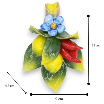 Fascio Composição de parede em cerâmica fina, pimenta, alho ou limão, h aprox. 13 x 9 cm. (1 unidade) várias decorações 