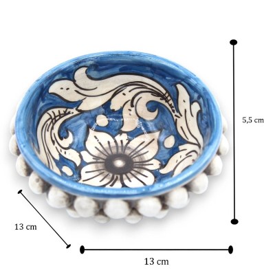 Caltagirone Keramik Pigna-skål, olika storlekar (1 st) Antikblå med vit barockdekor - 