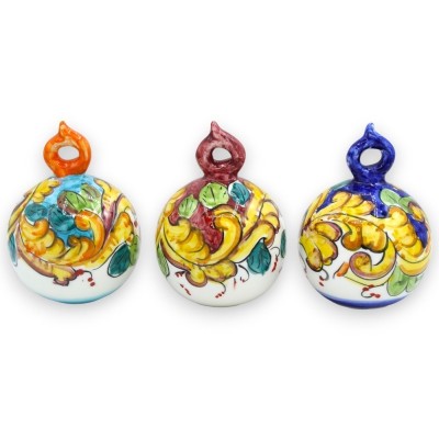 Standing or hanging ball in Sicilian ceramic, h 13 and Ø approx. 10 cm (1 pc), random decoration and color - 