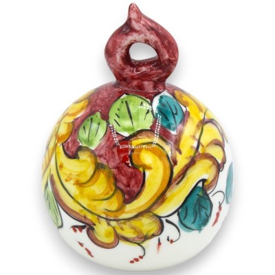Standing or hanging ball in Sicilian ceramic, h 13 and Ø approx. 10 cm (1 pc), random decoration and color - 