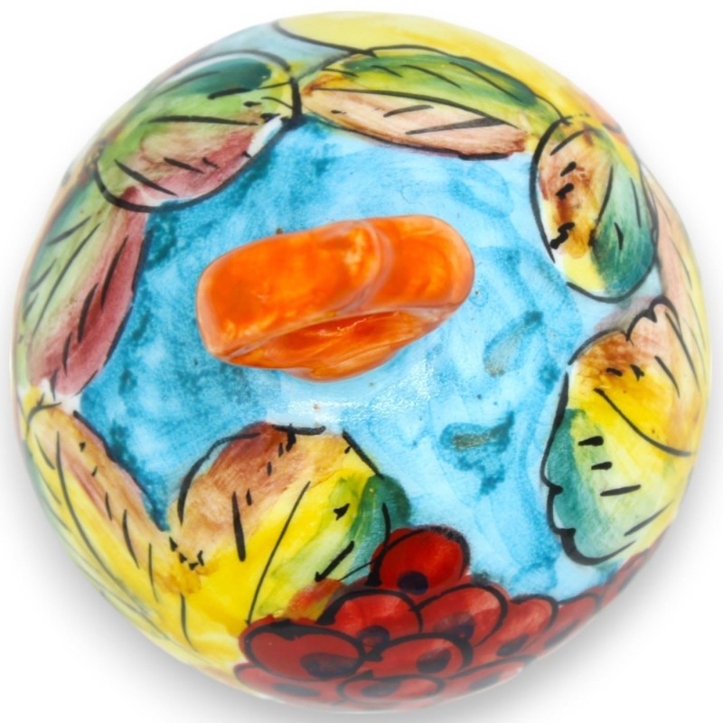 Palla da appoggio o da appendere in ceramica Siciliana, h 13 e Ø 10 cm ca.(1Unità) decoro e colore casuale - 