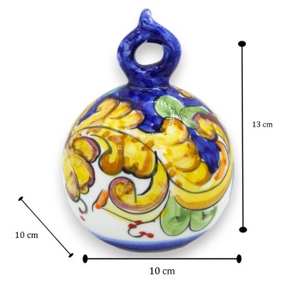 Standing or hanging ball in Sicilian ceramic, h 13 and Ø approx. 10 cm (1 pc), random decoration and color - 