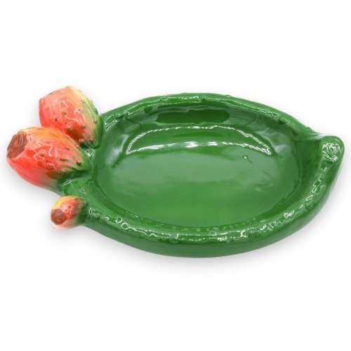 Pocket emptier - Sicilian ceramic prickly pear shovel bowl, L 25 cm x 16 cm approx. - 