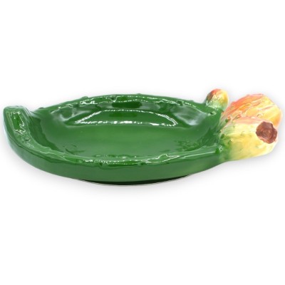 Pocket emptier - Sicilian ceramic prickly pear shovel bowl, L 25 cm x 16 cm approx. - 