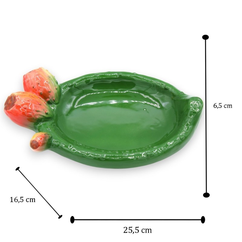 Kieszeń do opróżniania - sycylijska ceramiczna miska na łopatę z opuncji, dł. 25 cm x 16 cm ok. - 