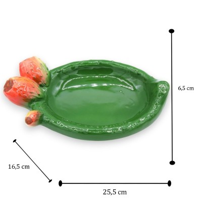 Svuota tasche - Ciotola pala di ficodindia in ceramica Siciliana, L 25 x 16 cm ca. - 