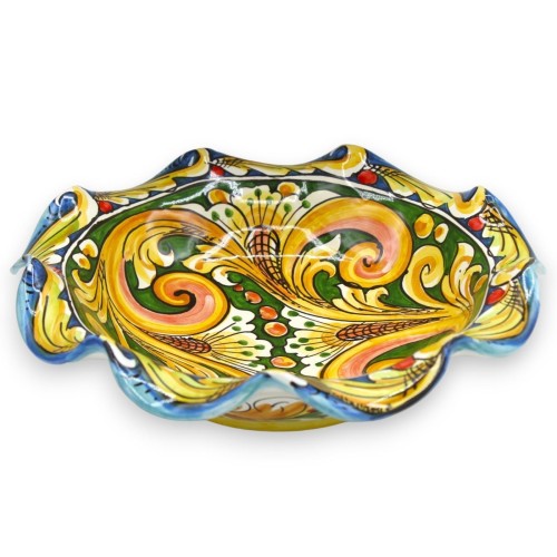 Falbaniasta ceramiczna ozdoba środkowa z Caltagirone w dwóch rozmiarach (1 szt.), wielokolorowa dekoracja barokowa, ziel