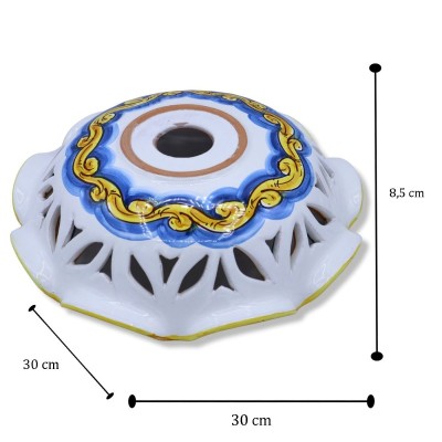 Plato de araña de cerámica Caltagirone, festoneado y perforado, con varias opciones de tamaño (1ud) Decoración barroca y