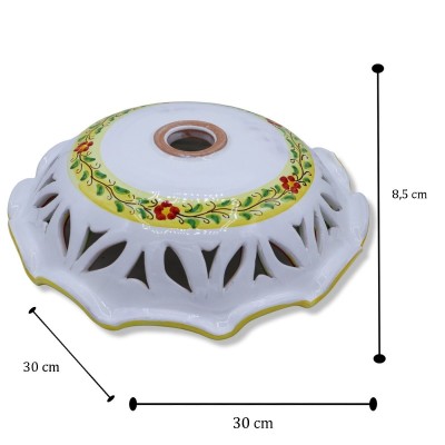 Plate Ceramic chandelier Melted and perforated Caltagirone, dekoracja mieszana owoców, dostępna w trzech rozmiarach – Mo