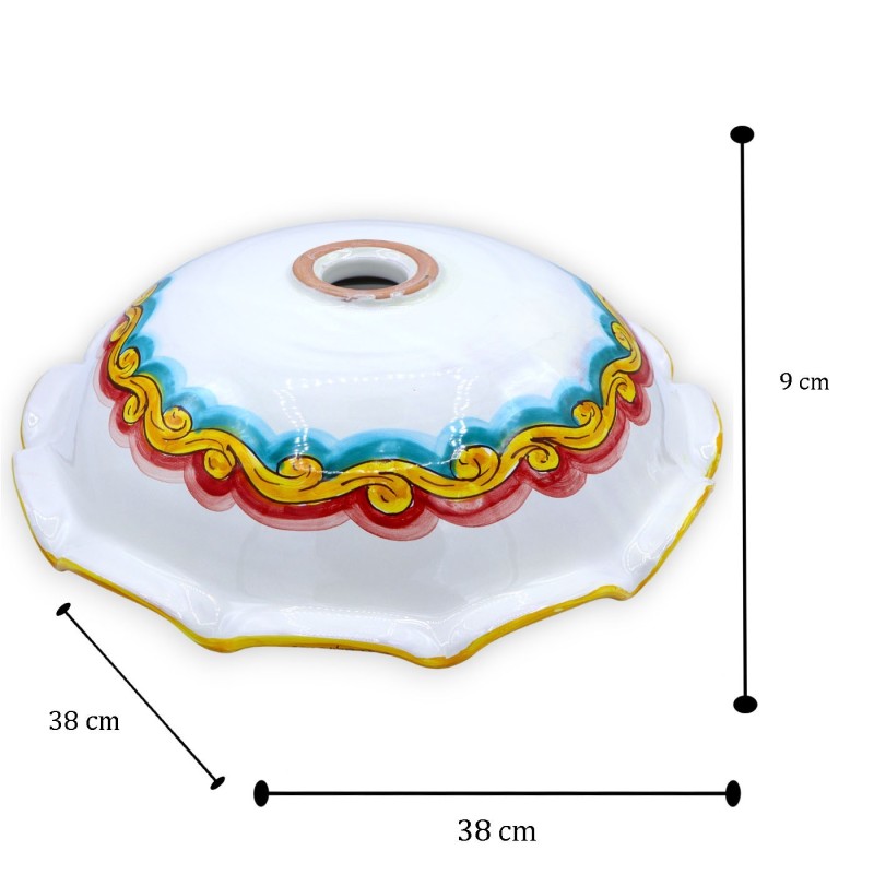 Caltagirone keramische geschulpte kroonluchterplaat, verschillende grootteopties (1pc) barok, geometrische en bloemendec