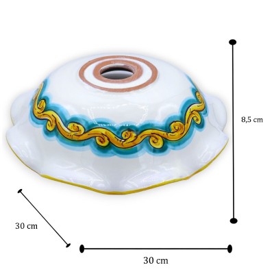 Caltagirone ceramic scalloped chandelier plate, various size options (1pc) classic baroque decoration - 