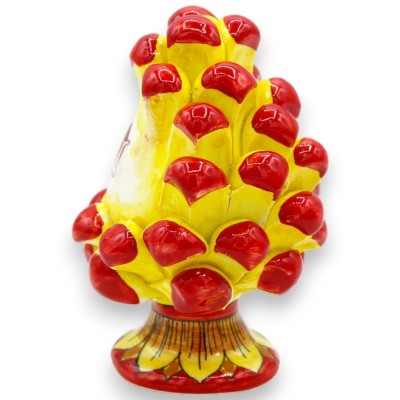Pinha de cerâmica siciliana Caltagirone, modelo Trinacria h 10/11 cm aprox. folhas de decoração de caule - 
