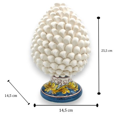Sycylijska ceramika Pigna Caltagirone, opcja h 25 cm lub h 30 cm ok. (1 szt.) Biała, łodyga z barokową dekoracją na nieb