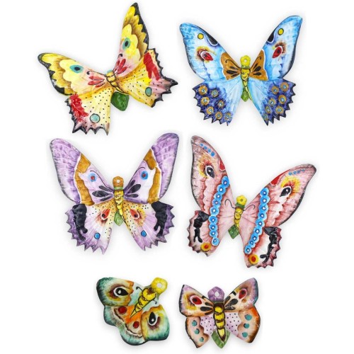 Mehrfarbiger Schmetterling aus feiner sizilianischer Keramik, zufällige Dekoration und Farbe, verschiedene Größenoptione