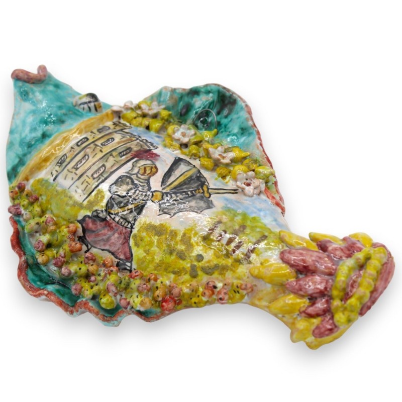 Poisson mural en céramique fine sicilienne - L 24 x h 15 cm env. (1pc) deux options de décoration - 