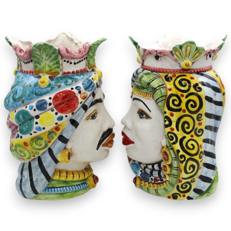Głowy wrzosowisk sycylijskich Korona i turban (para) wys. ok. 25 cm Ceramika Caltagirone MD4 - 