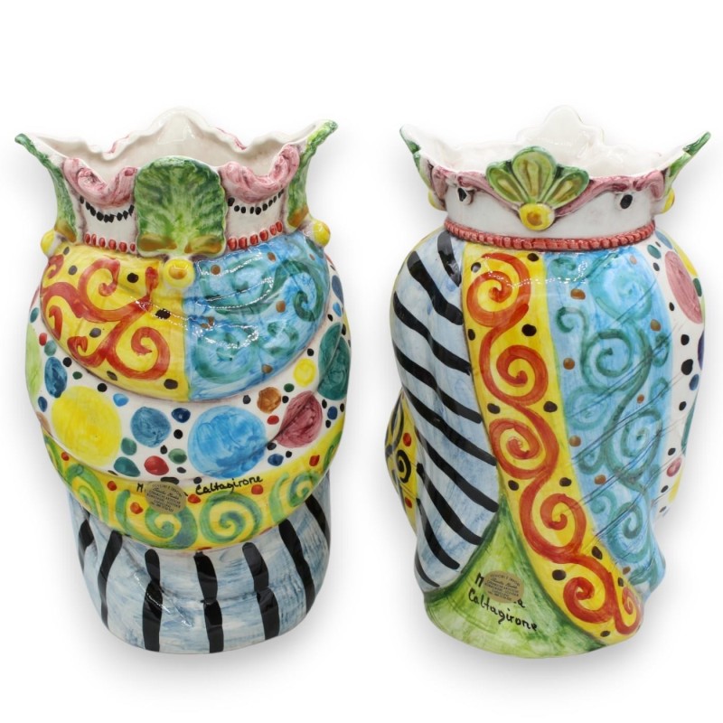 Coroa e turbante de cabeças mouras sicilianas (par) h aprox. 25 cm. Cerâmica Caltagirone MD4 - 