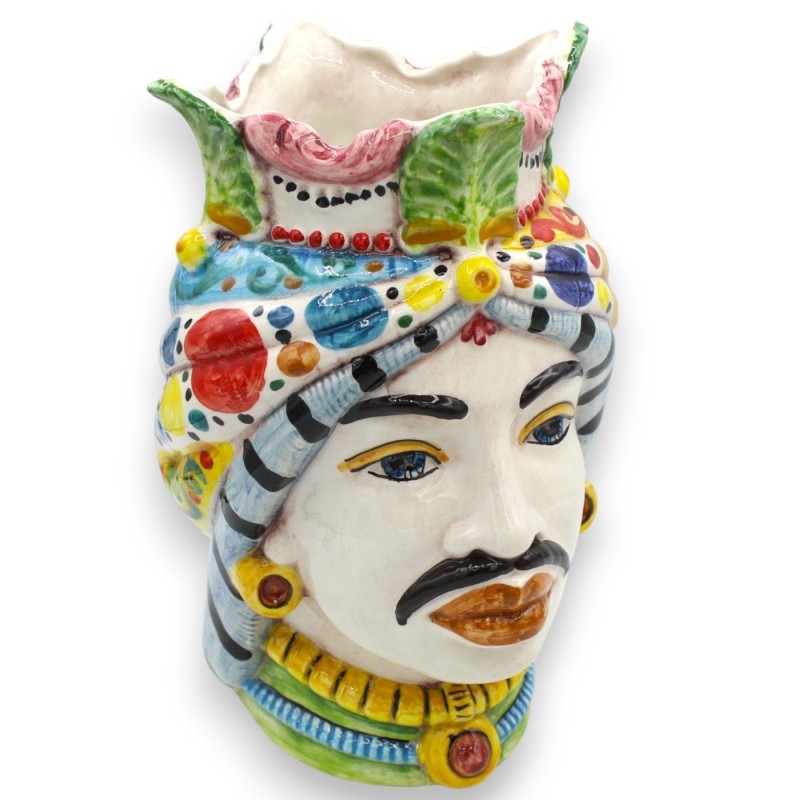Coroa e turbante de cabeças mouras sicilianas (par) h aprox. 25 cm. Cerâmica Caltagirone MD4 - 