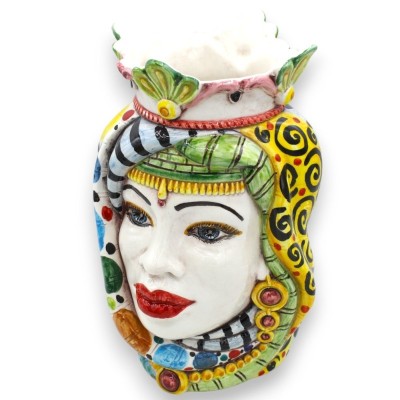 Têtes de maures siciliennes Couronne et Turban (paire) h env. Caltagirone MD4 céramique - 