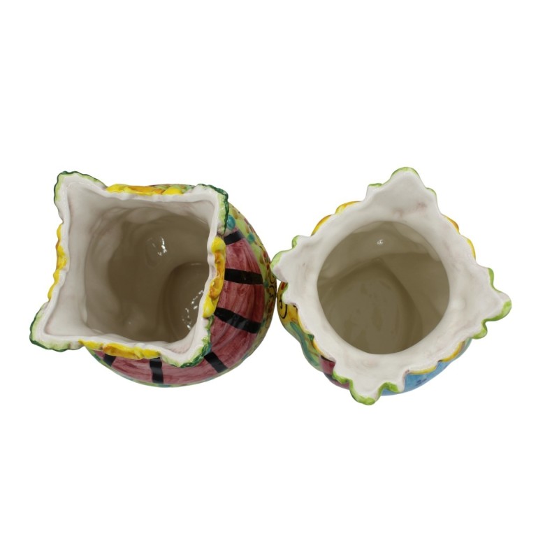 Siciliaanse Moorhoofden Kroon en Tulband (paar) h ca. 25 cm Caltagirone MD9 keramiek - 