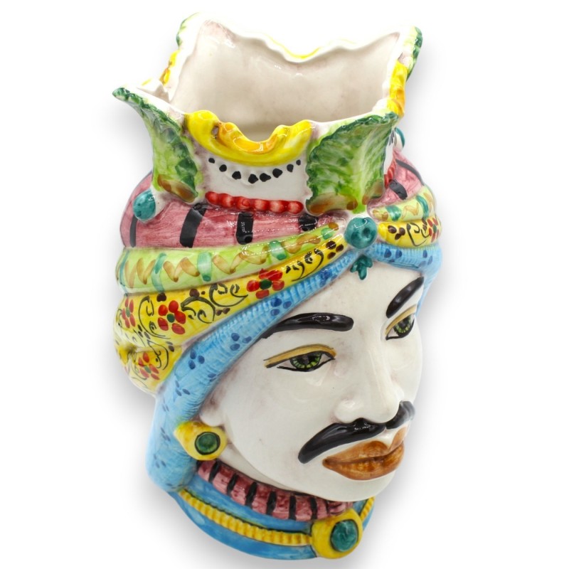 Sicilianska hedhuvuden Krona och Turban (par) h ca 25 cm Caltagirone MD9 keramik - 