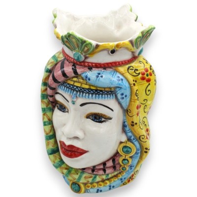 Sicilianska hedhuvuden Krona och Turban (par) h ca 25 cm Caltagirone MD9 keramik - 