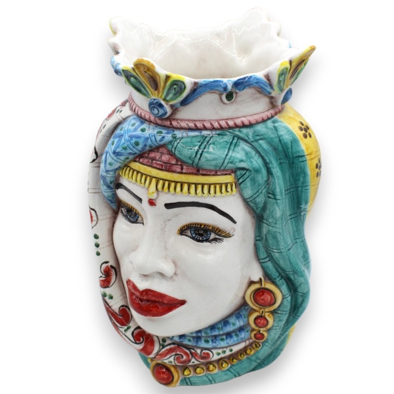 Sicilianska hedhuvuden Krona och Turban (par) h ca 25 cm Caltagirone MD19 keramik - 