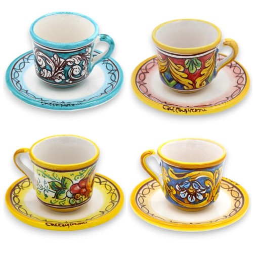 Caltagirone ceramic coffee cup, h approx. 6 cm. (1Pc) various decorations - 