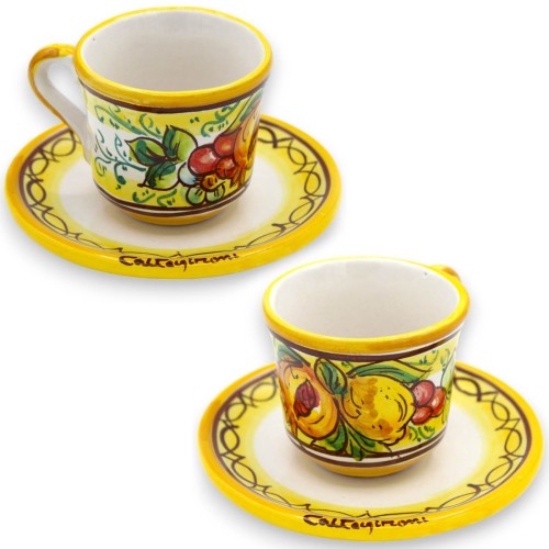 Caltagirone keramisk kaffekopp, h ca 6 cm. (1st) olika dekorationer -  2