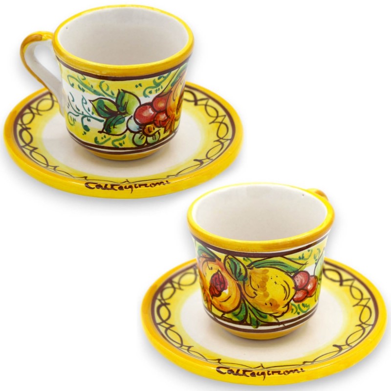 Caltagirone-Kaffeetasse aus Keramik, H ca. 6 cm. (1 Stück) verschiedene Dekorationen - 