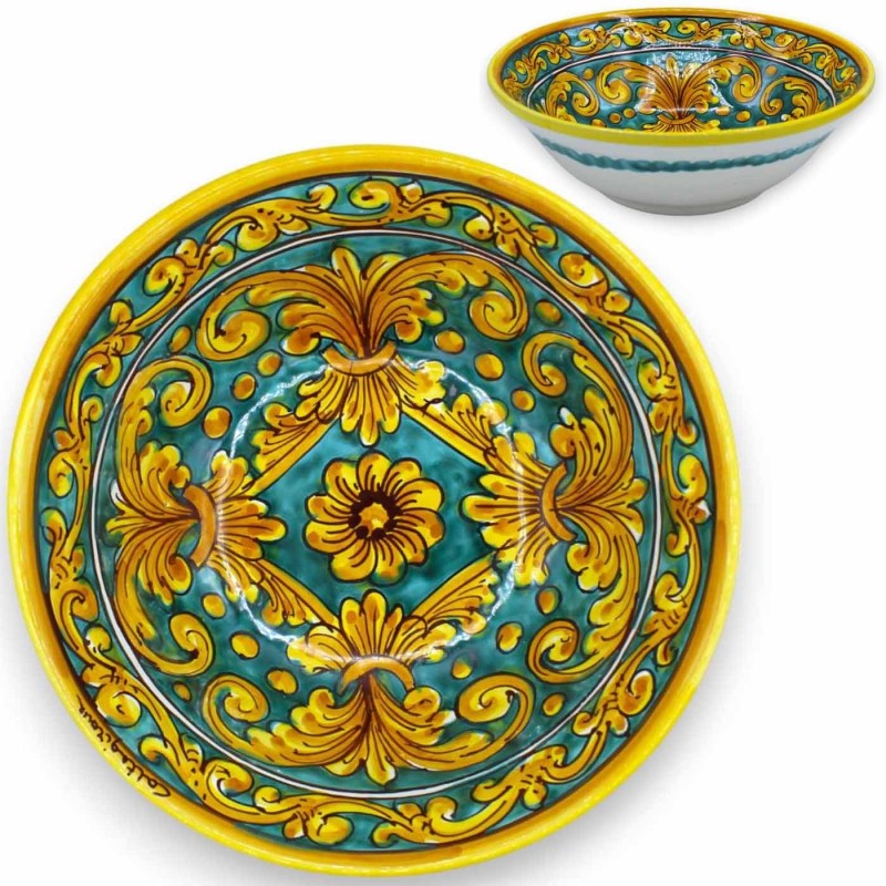 Saladier en céramique de Caltagirone - Ø 25 cm environ (1 pièce) Avec différentes options de décoration - 