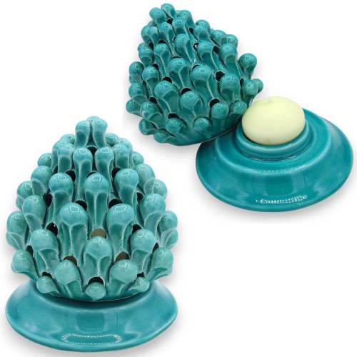 Castiçal Pigna Tea Light, em cerâmica Caltagirone - várias cores e dois tamanhos (1 unidade)