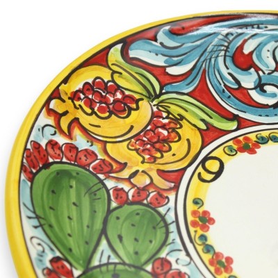 Keramische klok van Caltagirone, verschillende maten (1st) Met tandwiel, barokke decoratie, granaatappel, rode en bordea