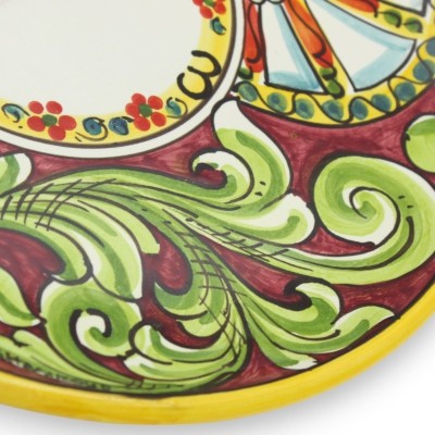 Keramische klok van Caltagirone, verschillende maten (1st) Met tandwiel, barokke decoratie, granaatappel, rode en bordea