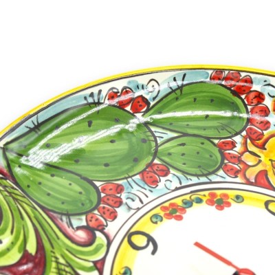 Keramische klok van Caltagirone, verschillende maten (1st) Met tandwiel, barokke decoratie, granaatappel, rode en bordea