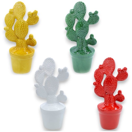 Vaso Pianta con pale di ficodindia, in pregiata ceramica, Varie Opzioni Colore e Misura (1Unità) Monocolore - 
