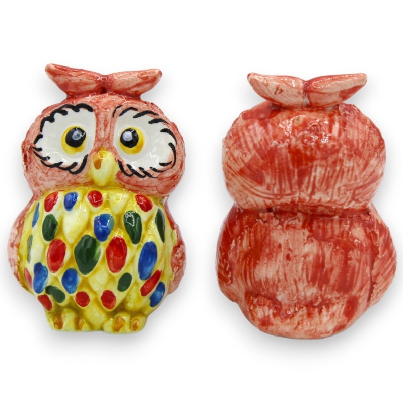 Chouette en céramique fine sicilienne, en différentes options de couleurs et deux tailles (1pc) - 