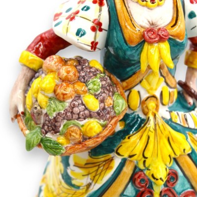 Par de Lumiere, "Signorotti", em cerâmica Caltagirone, h aprox. Decoração de carrinho siciliano MD1 - 