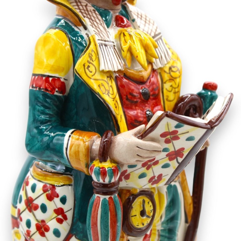 Coppia di Lumiere, "Signorotti", in ceramica Caltagirone, h 36 cm ca. decoro Carretto Siciliano - 