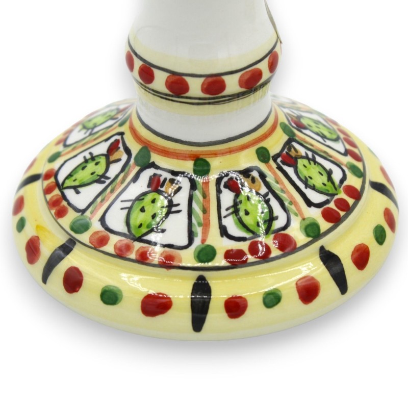 Par de cálices com face e coroa, em cerâmica Caltagirone - h aprox. decoração de pera espinhosa e bolinhas - 