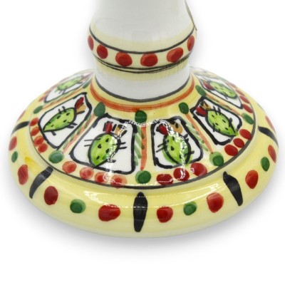Ett par kalkar med ansikte och krona, i Caltagirone keramik - h ca 18 cm. prickly pear och prickiga dekoration - 