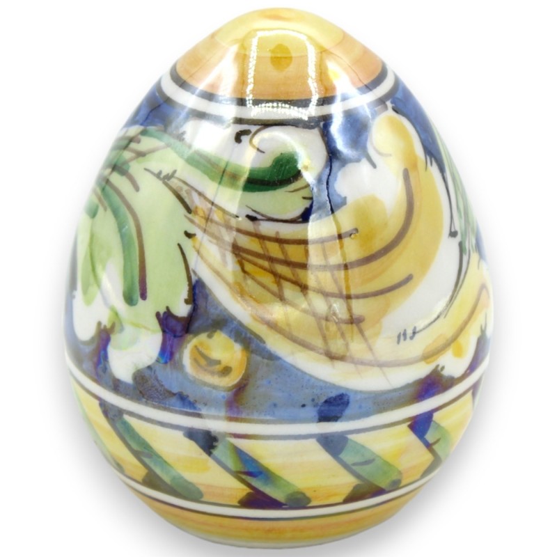 Caltagirone-Keramik-Ei, Höhe ca. 9 cm Barockdekor und Perlmuttemail - 