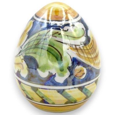 Caltagirone-Keramik-Ei, Höhe ca. 9 cm Barockdekor und Perlmuttemail - 