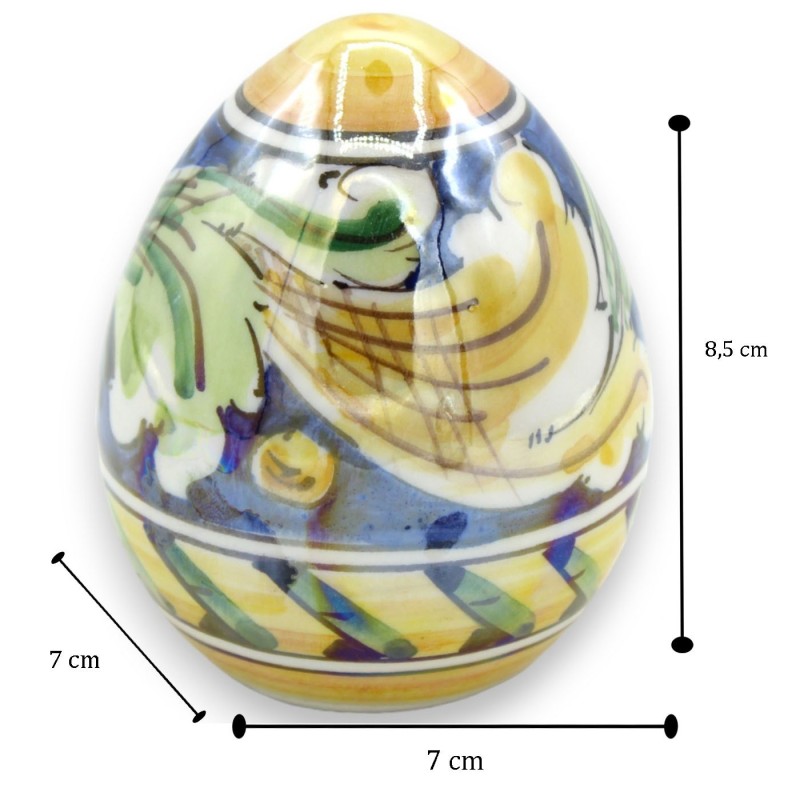 Caltagirone-Keramik-Ei, Höhe ca. 9 cm Barockdekor und Perlmuttemail - 