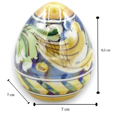 Caltagirone-Keramik-Ei, Höhe ca. 9 cm Barockdekor und Perlmuttemail - 
