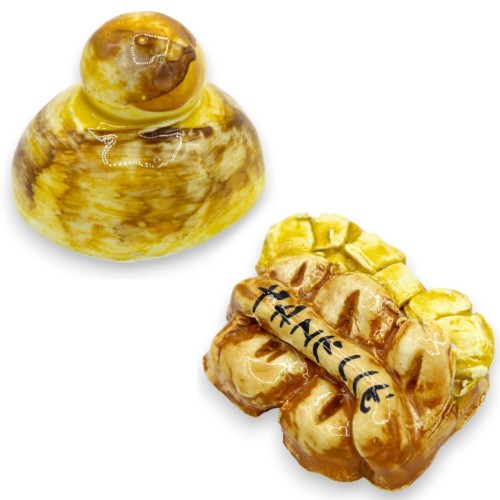 Caltagirone-Keramikmagnet in Form von Brioches oder Brot mit Panelle (1 Stück) - 