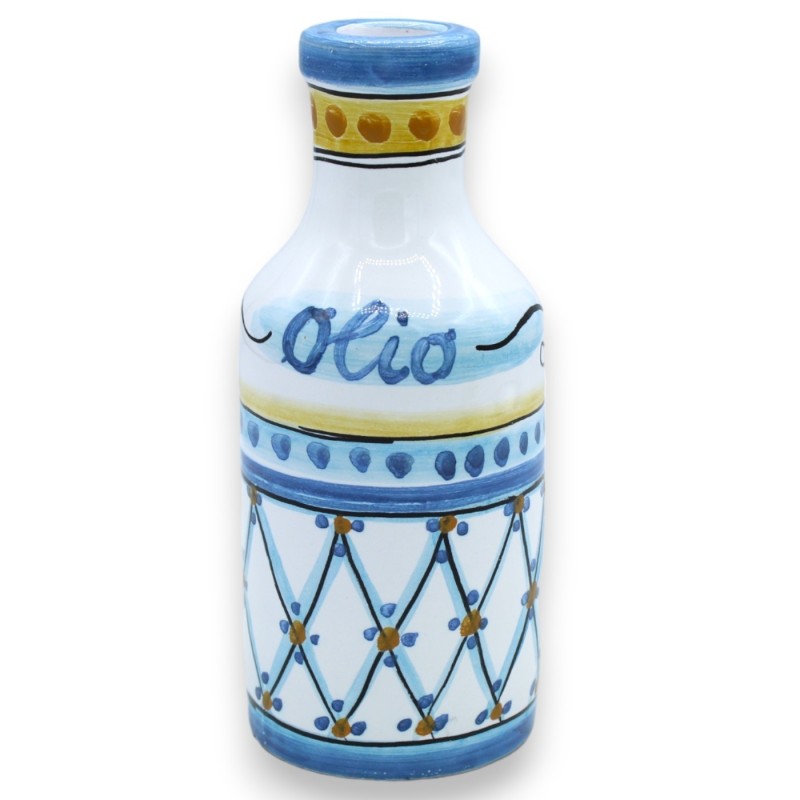 Caltagirone ceramic oil bottle, h 14 x Ø 7 cm approx. (1pc) decoration, colour and model random - 